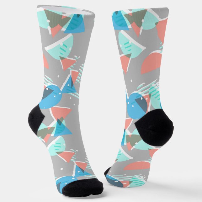 Chaussette Abstrait Bauhaus demi-cercles Mod Pop Art Motif (Angulaire)