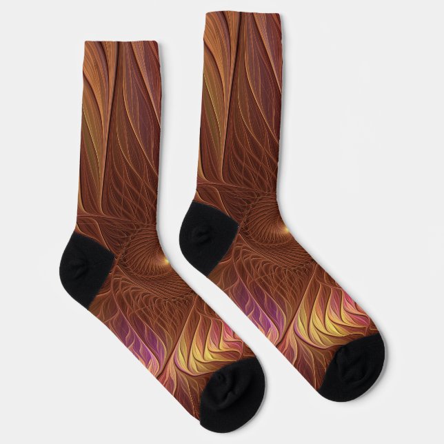 Chaussette Abstrait brillant Plante Brown frappant art fracta (Droite)