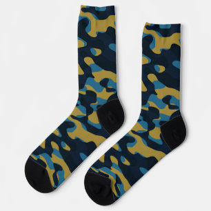 Chaussette abstrait camouflage jaune et bleu
