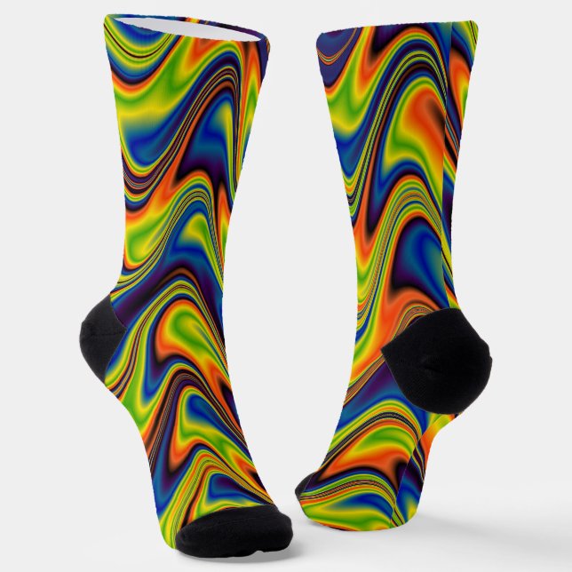 Chaussette Abstrait Coloré Ondulé (Angulaire)