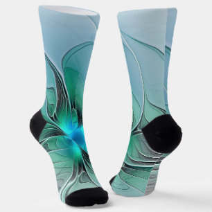 Chaussette Abstrait De Bleu, Art Fractal Moderne