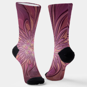 Chaussette Abstrait Floral Fractal Art Berry couleurs