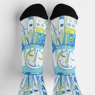 Chaussette Abstrait Happy Whimsical Sun Word Art