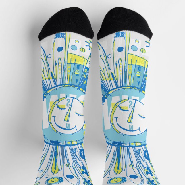 Chaussette Abstrait Happy Whimsical Sun Word Art (Haut)