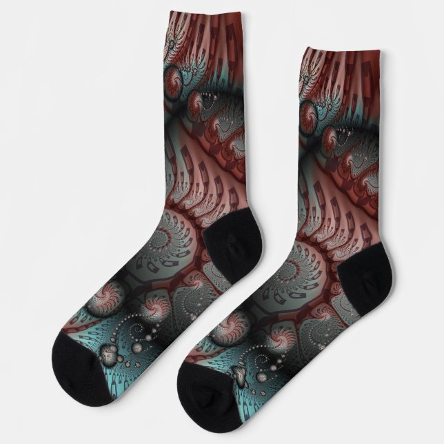 Chaussette Abstrait Imaginaire dynamique Fractal Art Brown Bl (Gauche)