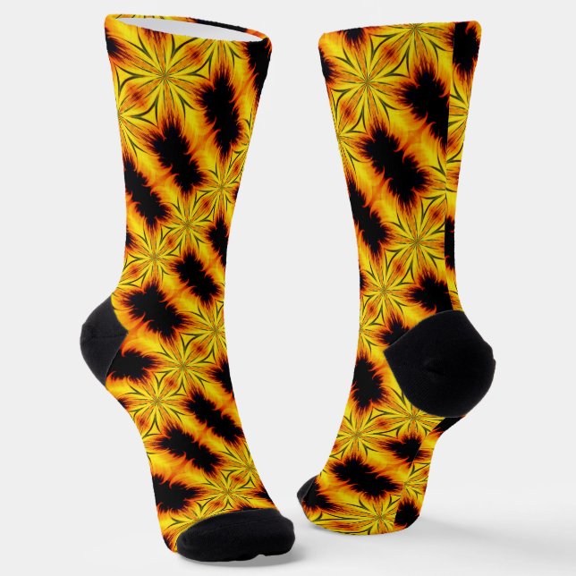 Chaussette Abstrait Jaune Et Brown Art Abstrait (Angulaire)