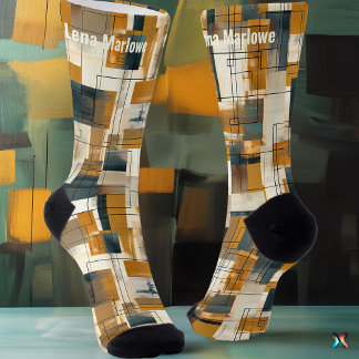 Chaussette Abstrait moderne luxueux de ton terre personnalisé