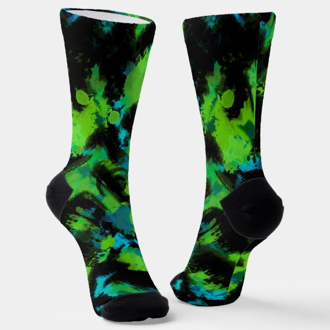 Chaussette Abstrait noir et vert (Angulaire)
