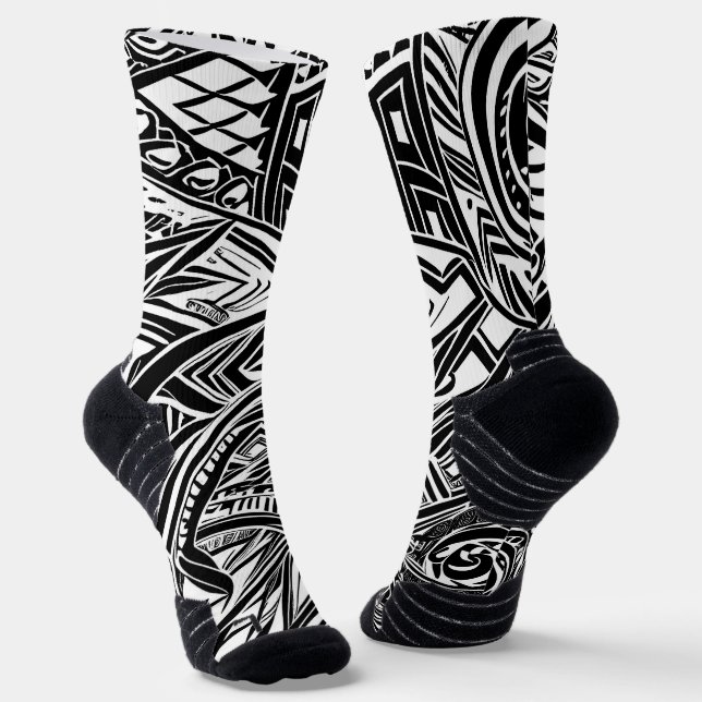 Chaussette Abstrait tribal noir et blanc (Angulaire)