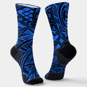 Chaussette Abstrait Tribal Noir Et Bleu