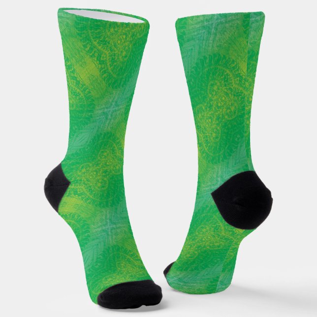 Chaussette Acceptation | Médaillons de saumons jaunes bleus (Angulaire)