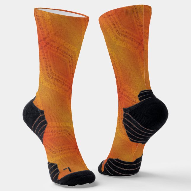 Chaussette Acceptation | Motif de Shibori rouge orange jaune (Angulaire)