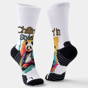 Chaussette Adorable Panda assis Impression d'art dynamique