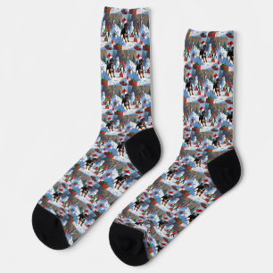 Chaussette Affenpinscher Festive de Noël Scène de neige