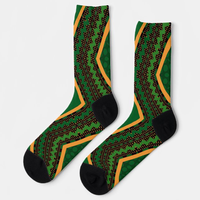 Chaussette Afro Pop Kente Green (Gauche)