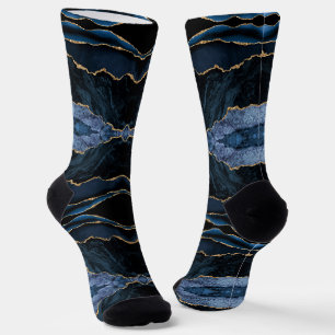 Chaussette Agate Marine Blue Gold Parties scintillant Chausse