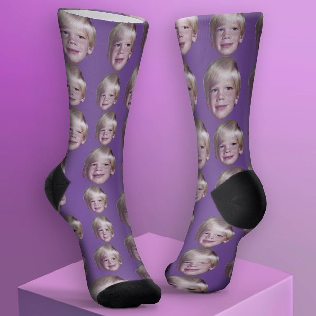 Chaussette Ajouter 1 photo de la tête flottante - Motif aléat (Custom Face Socks - Add Your Photo)