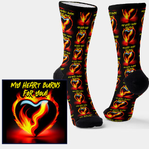 Chaussette Ajouter du texte, Mon coeur brûle pour vous sur le