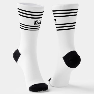 Chaussette Ajouter un nom Bandes noires sur Chaussettes blanc