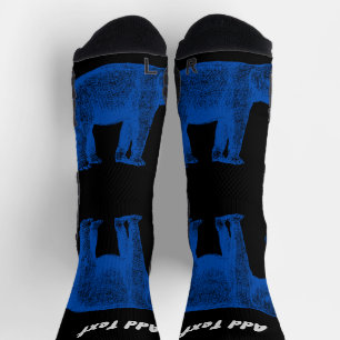 Chaussette Ajouter un texte de couleur bleue Éléphant image I