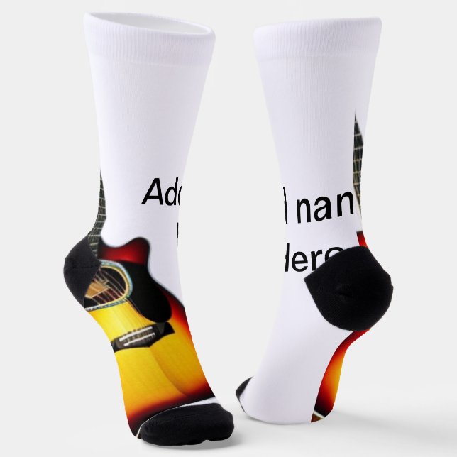 Chaussette Ajouter votre nom texte brun acoustique guitare éd (Angulaire)
