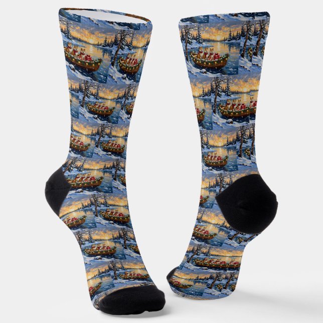 Chaussette Akita Christmas Boat Holiday (Angulaire)