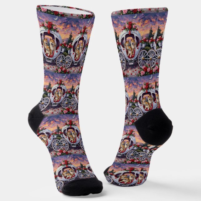 Chaussette Akita Dog Valentine's Day (Angulaire)
