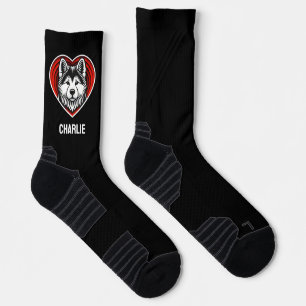 Chaussette Akita Inu Amoureux des chiens Nom de texte personn