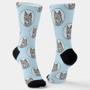 Chaussette Alaskan Klee Kai AKK Husky Peinture Cute Chien Art