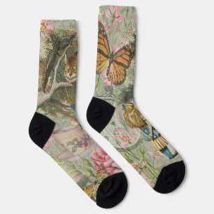 Chaussette Alice Chat du Cheshire Jardin de l'Arbre Wonderlan