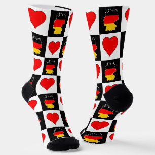 Chaussette Allemagne Motif de coeur Allemand National Drapeau