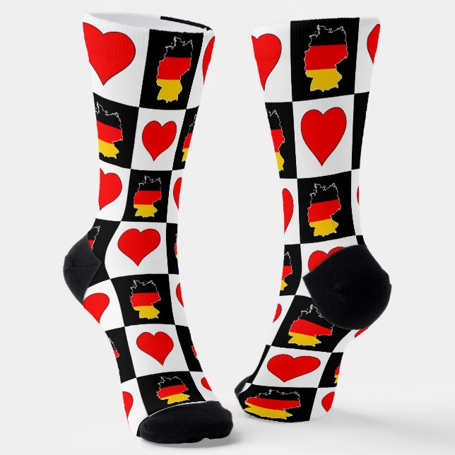 Chaussette Allemagne Motif de coeur Allemand National Drapeau (Angulaire)