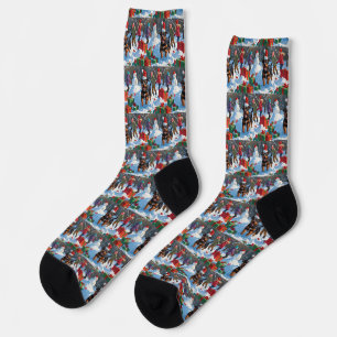 Chaussette American Staffordshire Noël Festive Neige