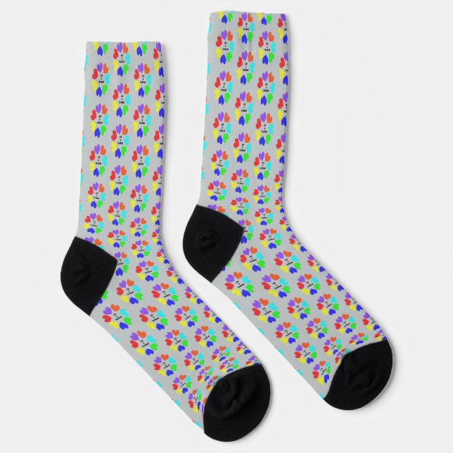 Chaussette Amour Interracial Coeurs Arc-en-Ciel Motivés (Droite)
