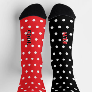 Chaussette Amusant Cool Rouge Noir Blanc Points