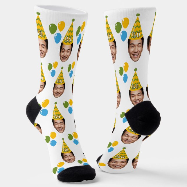 Chaussette Amusant visage d'anniversaire personnalisé avec Ca (Angulaire)