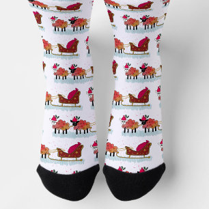 Chaussette Amusants moutons de noël tirant santas traîneau