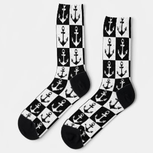 Chaussette Ancre de À damiers en noir et blanc