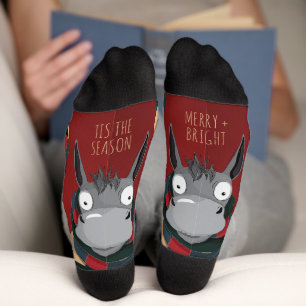 Chaussette Âne de dessin animé drôle avec des rayures festive