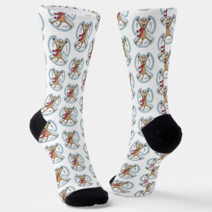 Chaussette Ange de neige Chien Amusant mignon Noël Vacances a