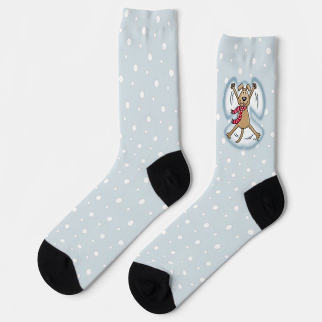 Chaussette Ange de neige Chien Amusant mignon Noël Vacances a (Gauche)