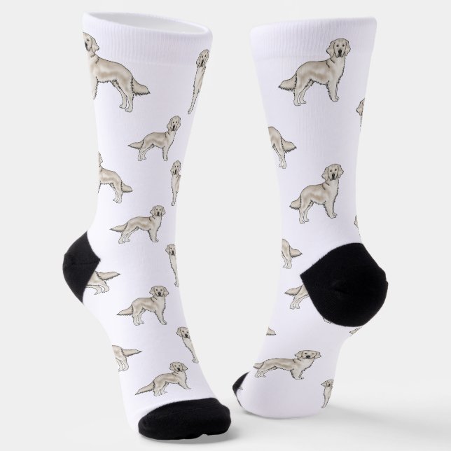 Chaussette Anglais Crème Golden Retriever mignon chien Motif (Angulaire)