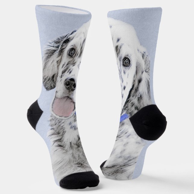 Chaussette Anglais Setter Blue Belton Peinture Chien Art (Angulaire)