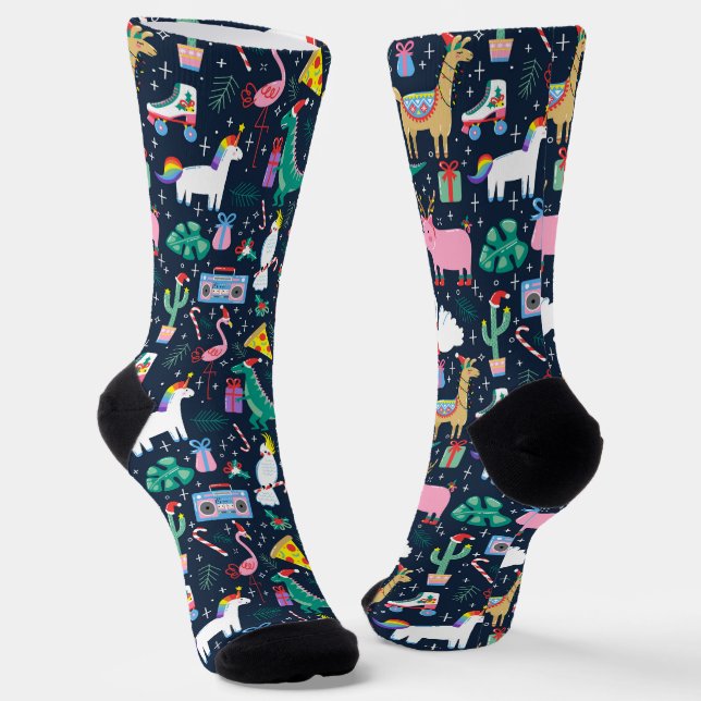 Chaussette Animaux de vacances et icônes Motif (Angulaire)