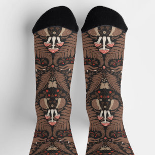 Chaussette Animaux et plantes de bois en rouge et brun