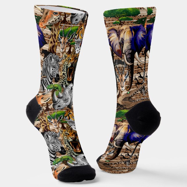 Chaussette Animaux sauvages de la Savane africaine (Angulaire)