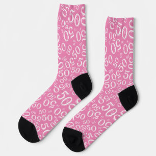Chaussette Anniversaire 50 ans motif numérique aléatoire rose