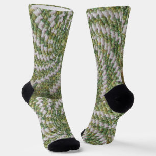 Chaussette (ao) - Spirales au crochet en blanc et