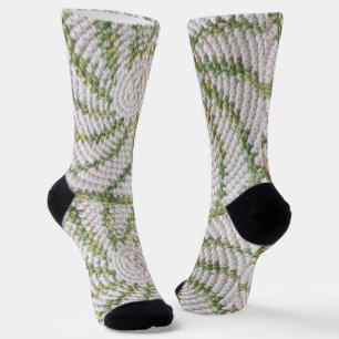Chaussette (ao) - Spirales au Crochet en Vert et B