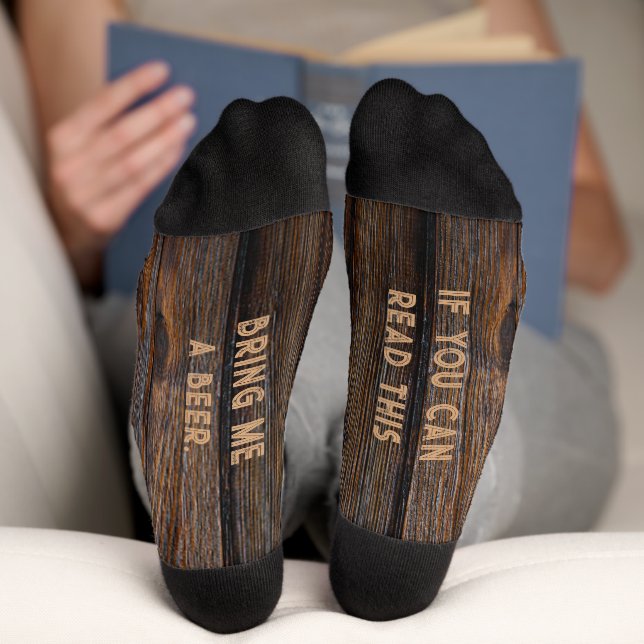 Chaussette Apportez-moi bière rustique ton bois Brown (Fond)